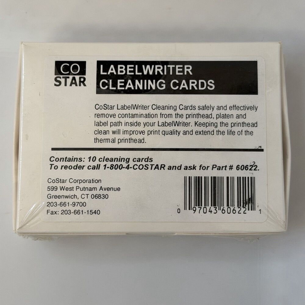 VTG CoStar LabelWriter Cleaning Cards 60622 Sealed 10 Pack Fits DYMO LabelWriter
